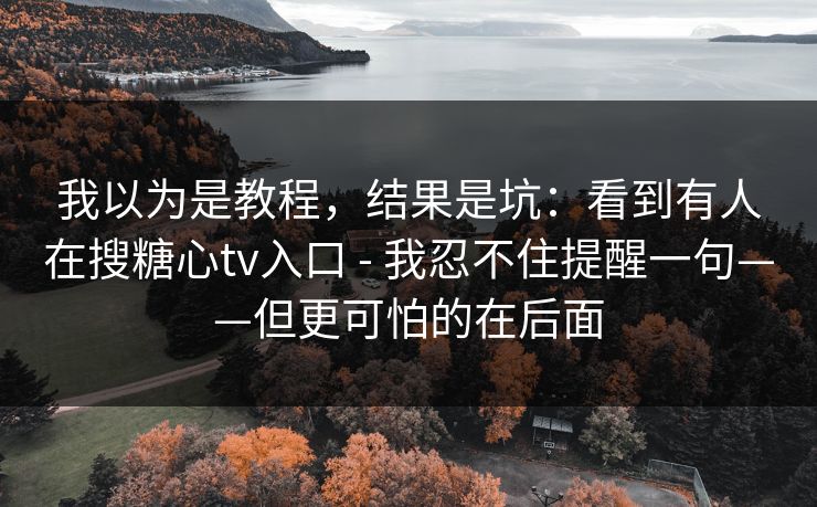 我以为是教程,结果是坑:看到有人在搜糖心tv入口 - 我忍不住提醒一句——但更可怕的在后面